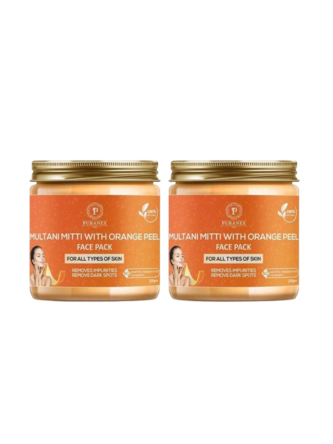 

Puranex Set Of 2 Multani Mitti With Orange Peel Powder For Face - 100 g Each