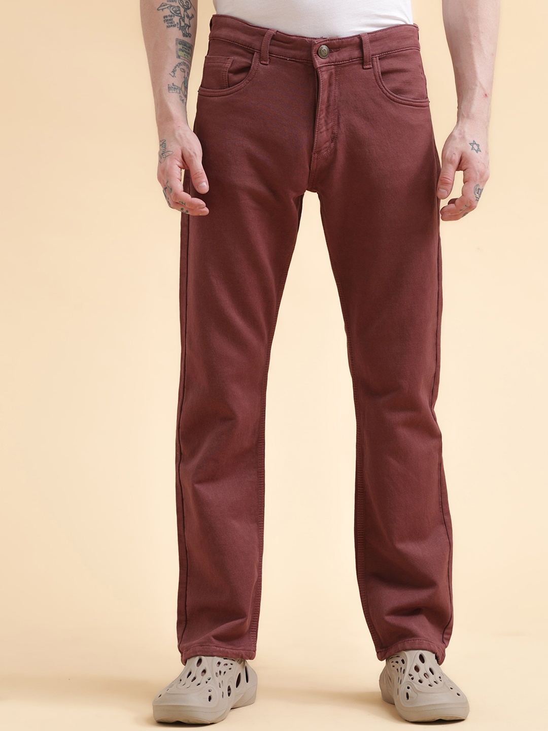 

VUDU Men Mid-Rise Comfort Stretchable Jeans, Brown