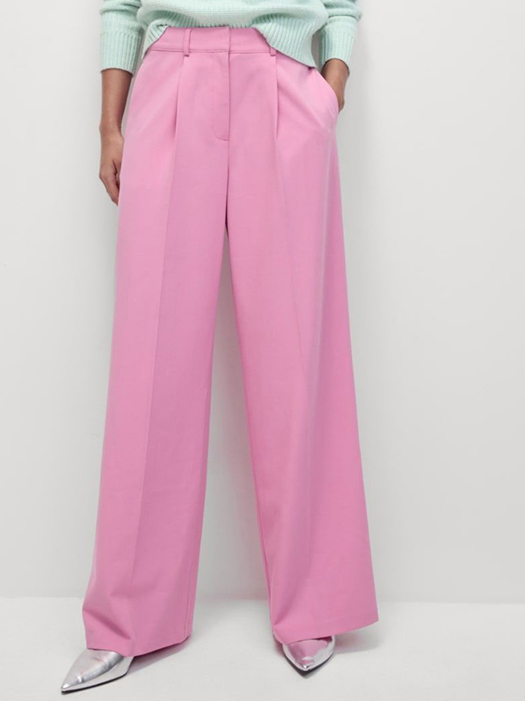 

Marks & Spencer Women High-Rise Pleated Trousers, Rose