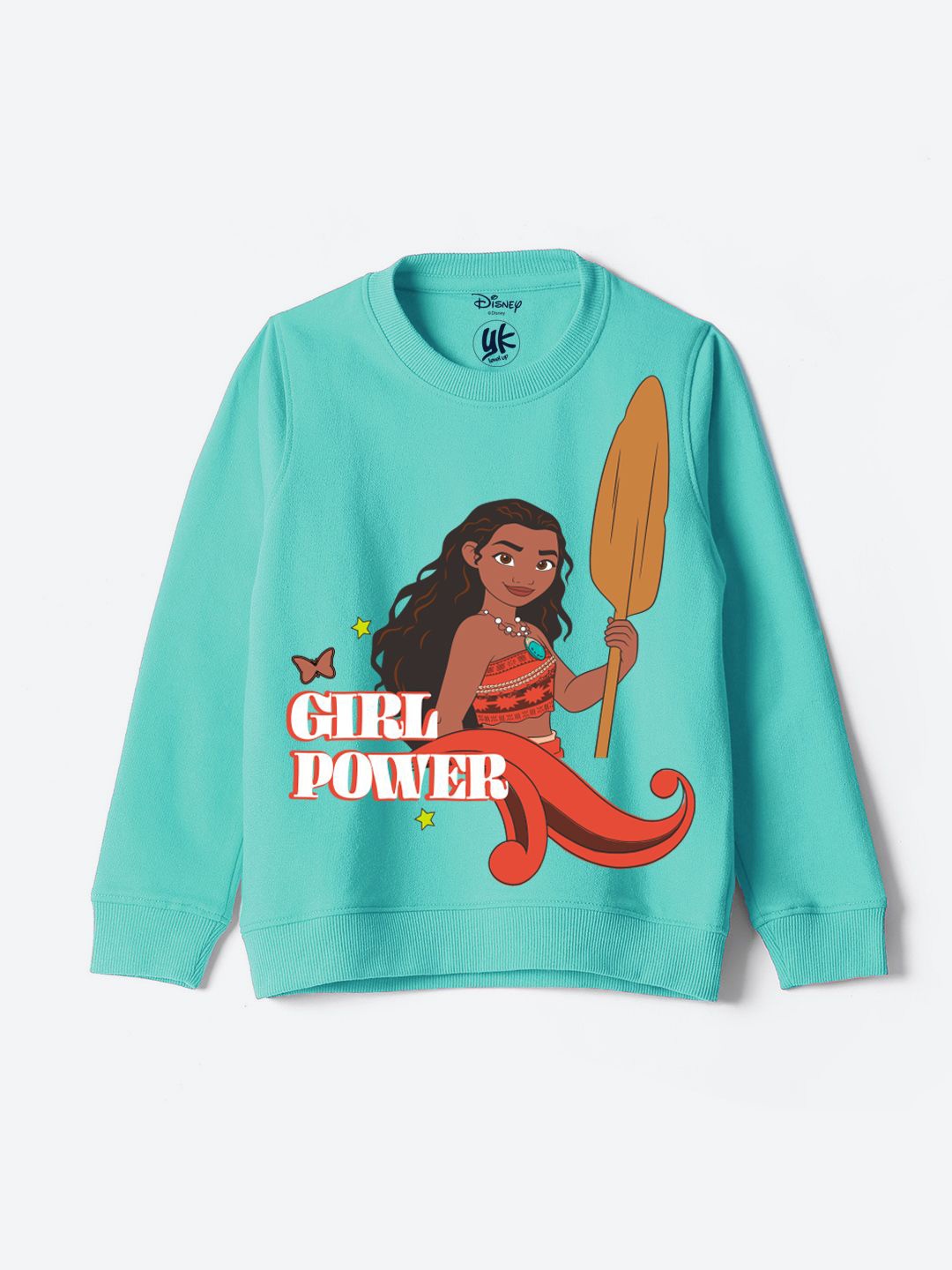 

YK Disney Girls Printed Cotton Sweatshirt, Turquoise blue