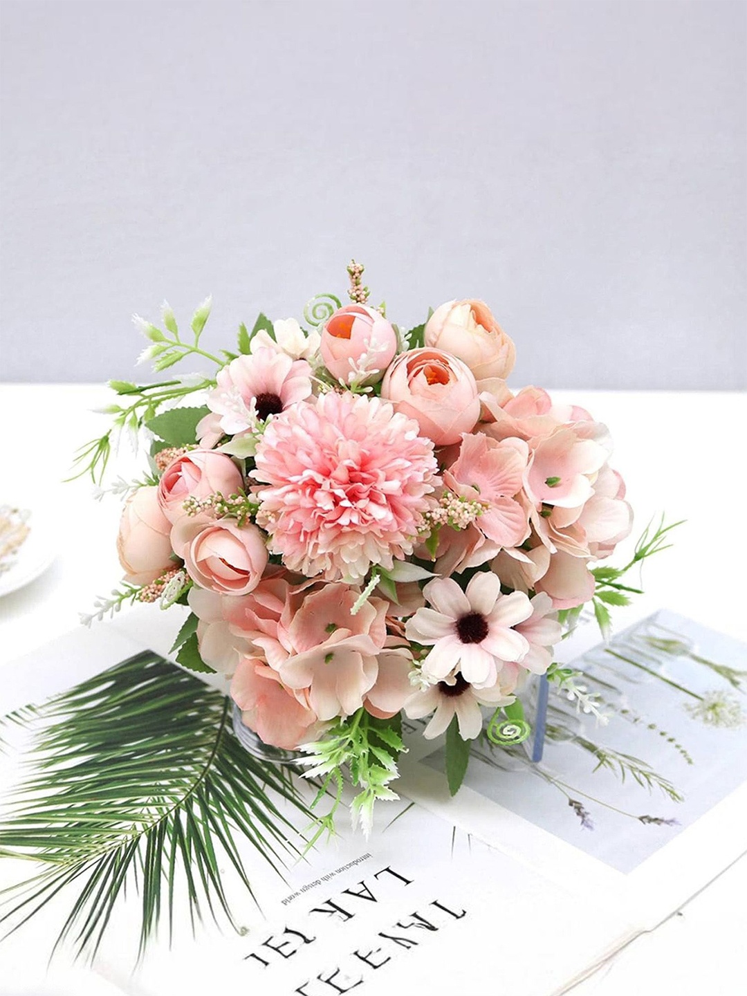 

Ekhasa Pink & Green Rose, Chrysanthemum, Daisy Artificial Flowers