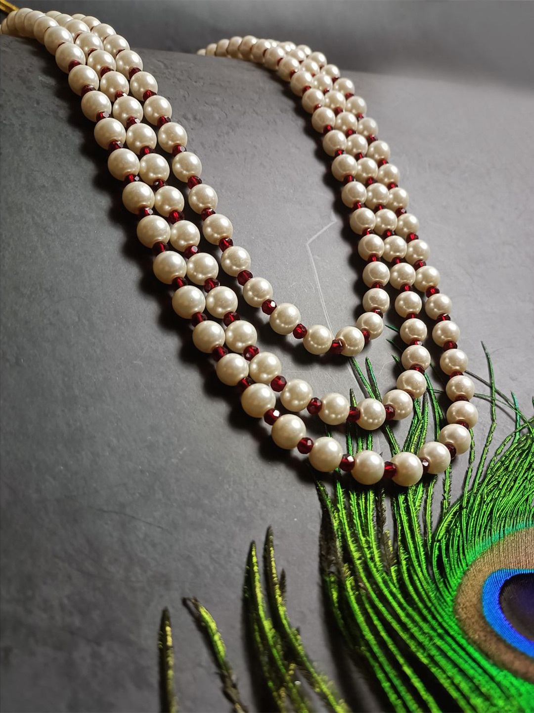 

Radhe Creation Men Gold-Plated Beaded Layered Necklace