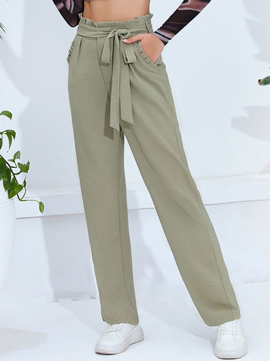 

StyleCast Women Mid-Rise Straight Fit Regular Trouser, Green