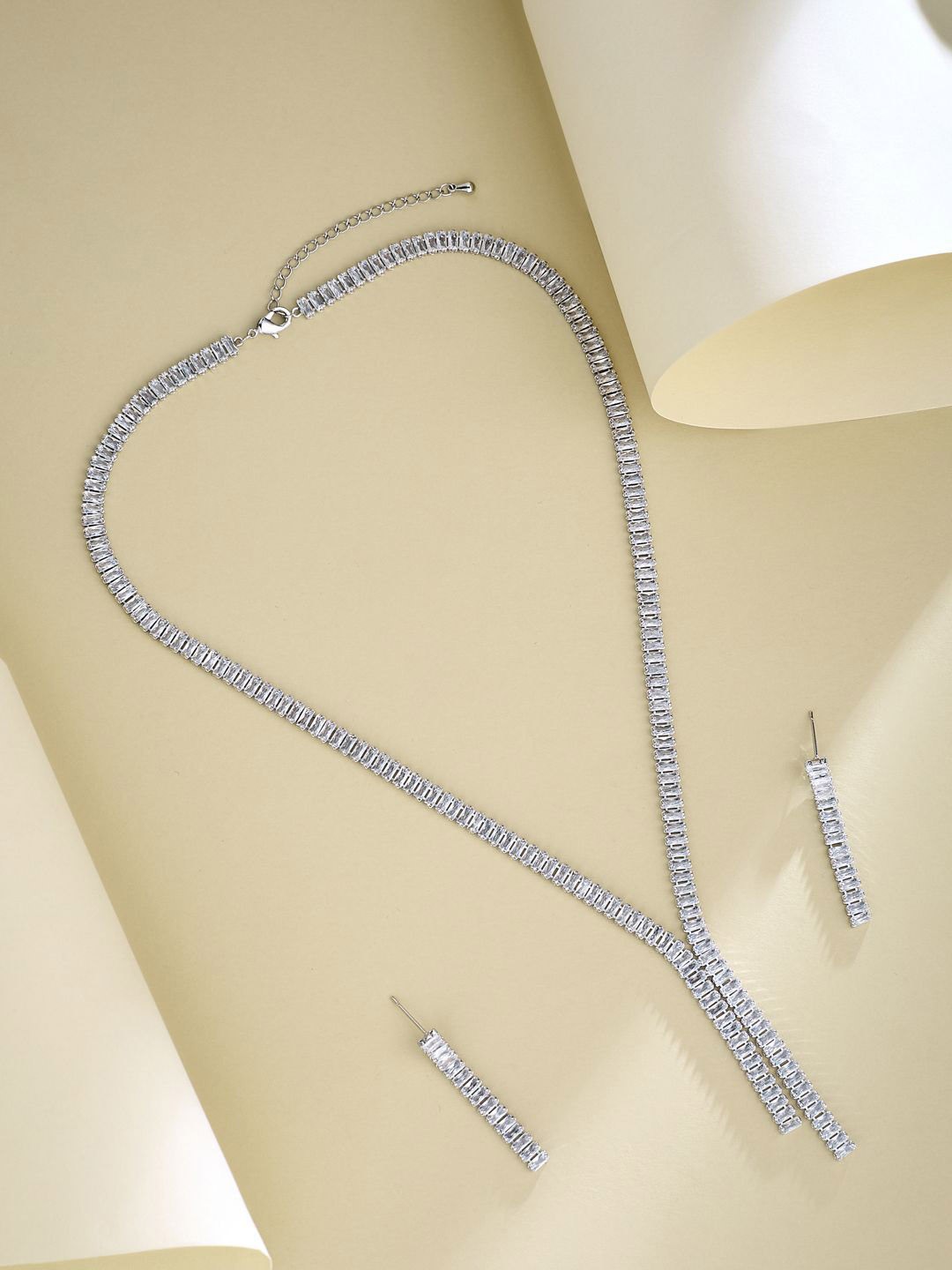 

Yinara Silver-Plated Stainless Steel Cubic Zirconia Jewellery Set