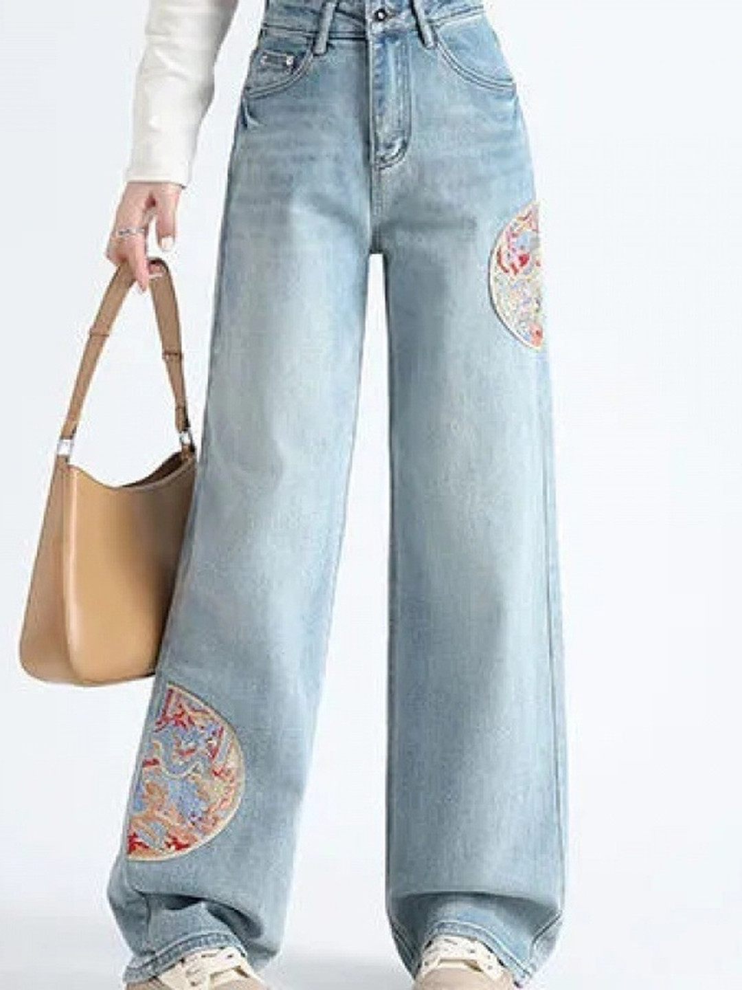 

LULU & SKY Women High-Rise Wide Leg Heavy Fade Jeans, Blue