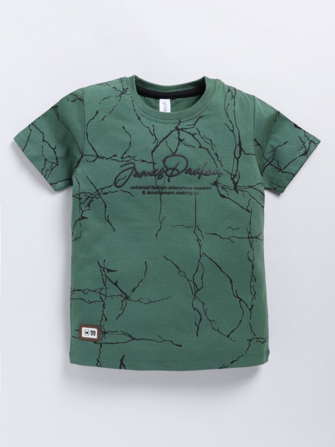

Ginie Boys Typography Printed Round Neck Cotton Casual T-shirt, Green