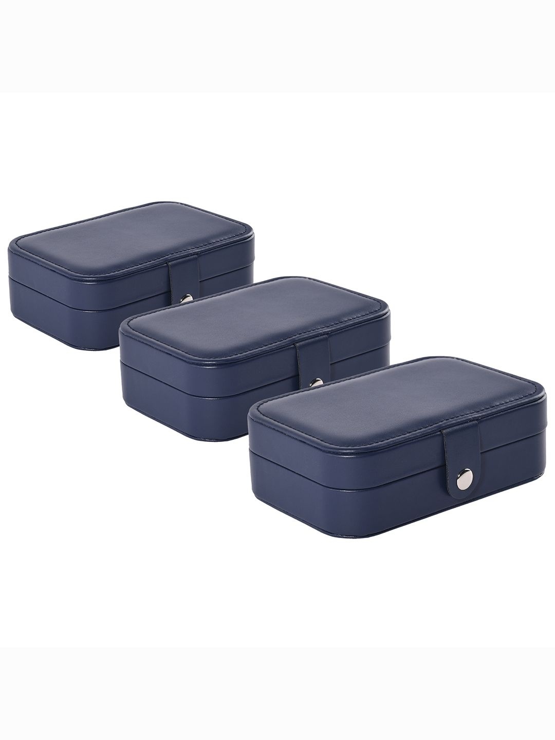 

Kuber Industries Navy Blue 3 Pieces Reusable Jewellery Box Organisers
