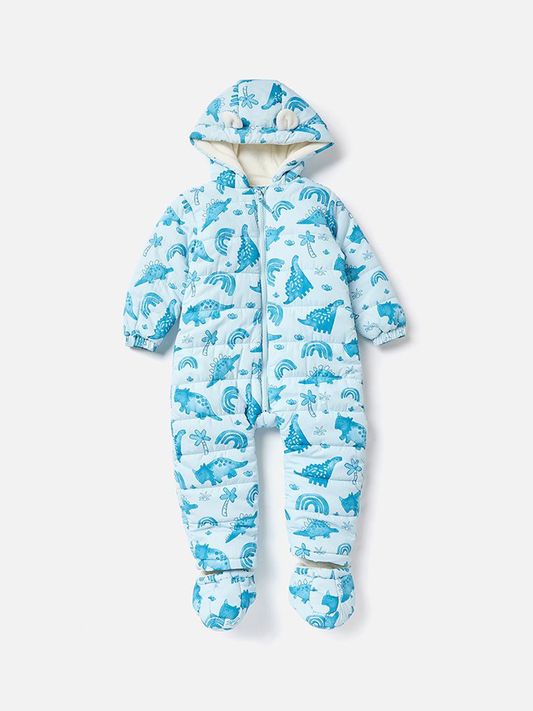 

Juniors by Babyshop Infant Boys Dinosaur Printed Long Sleeve Hooded Sleepsuit, Blue