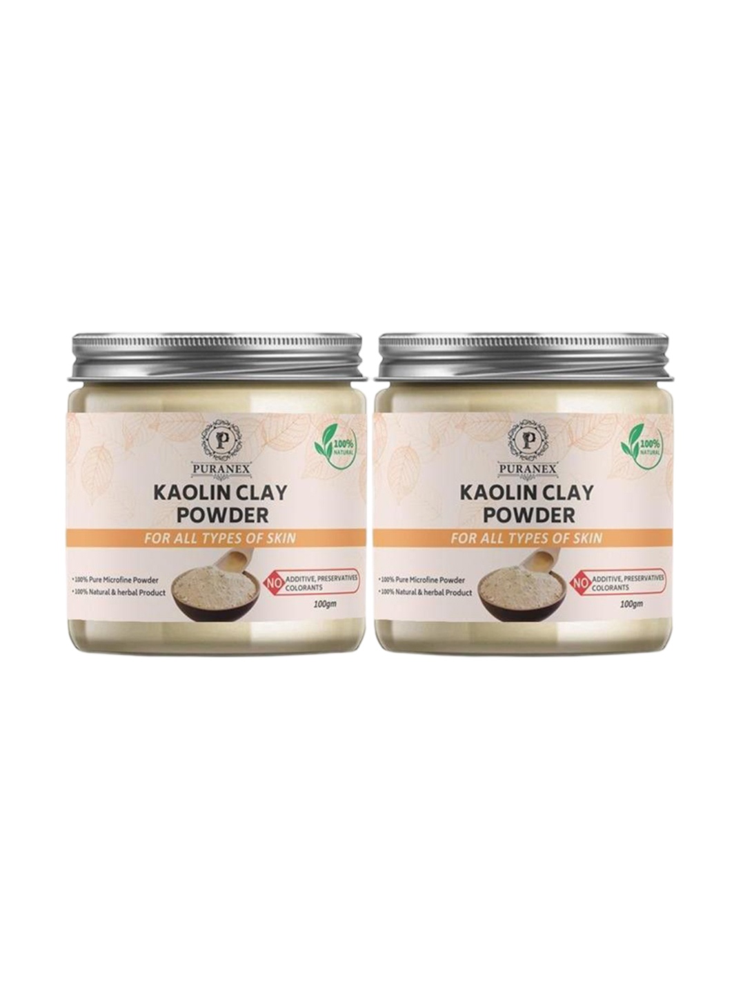 

Puranex Set Of 2 Pure Kaolin Clay Powder Skin Face Pack - 100 g Each, White