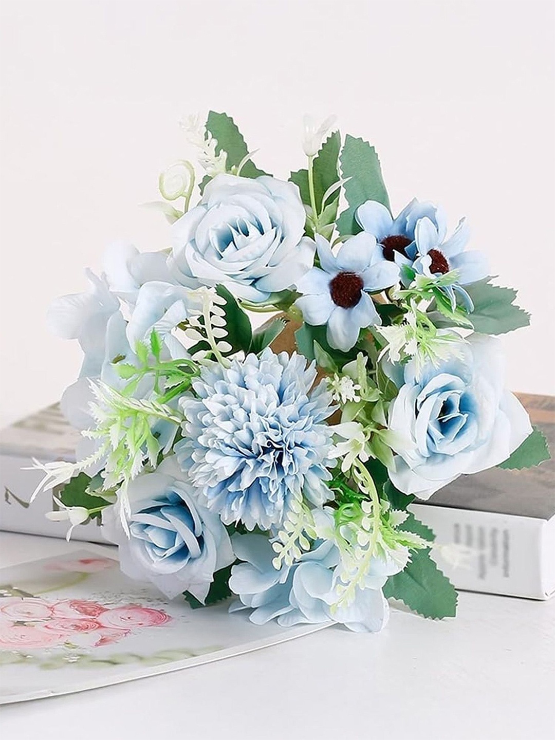 

Ekhasa Blue & Green Rose, Chrysanthemum, Daisy Artificial Flowers