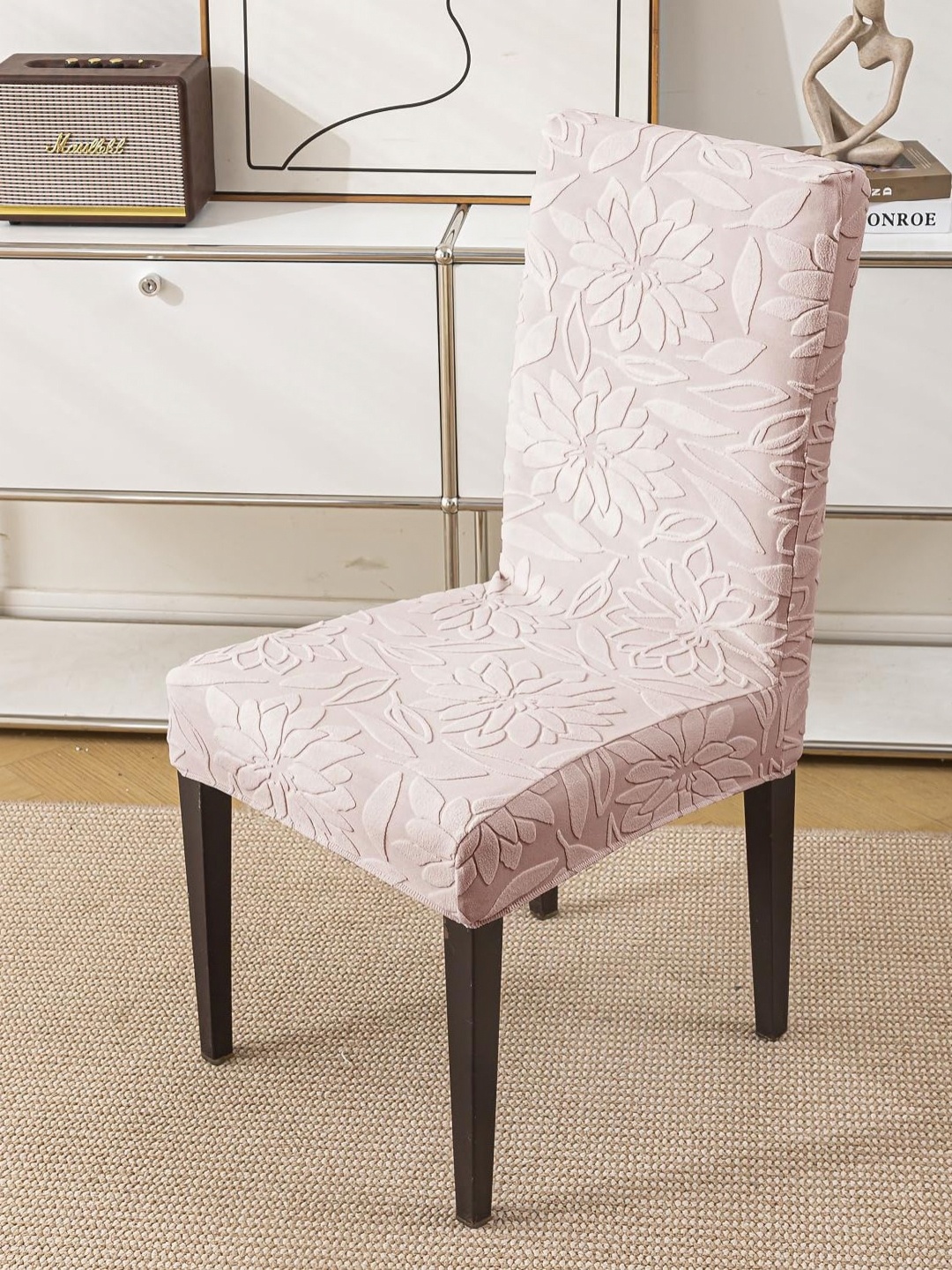 

HOUSE OF QUIRK Pink Textured Waterproof Removable Chair Cover