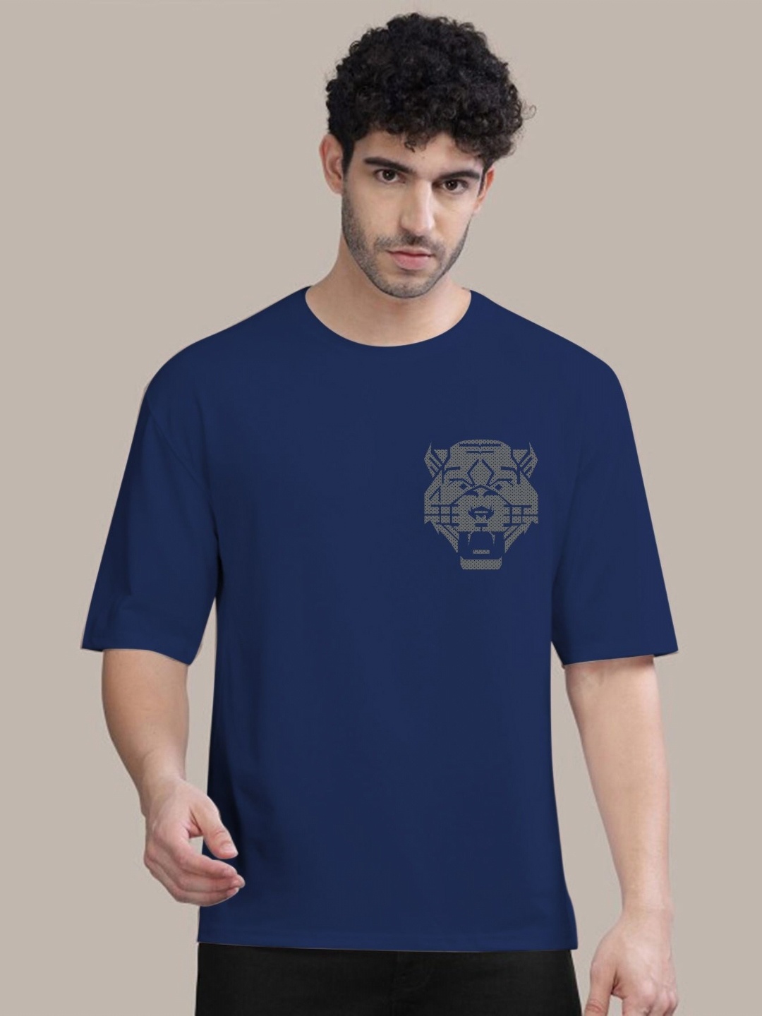 

AUSK Men Graphic Printed Cotton T-shirt, Navy blue