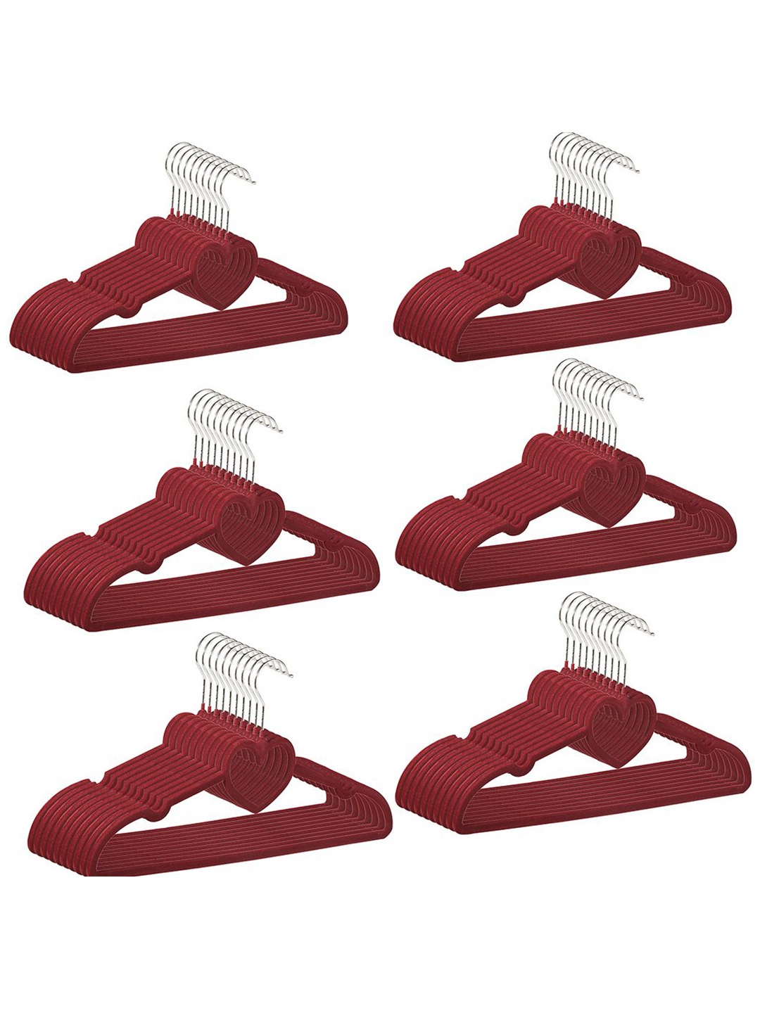 

Kuber Industries 60-Pcs Red Iron Cloth Hangers