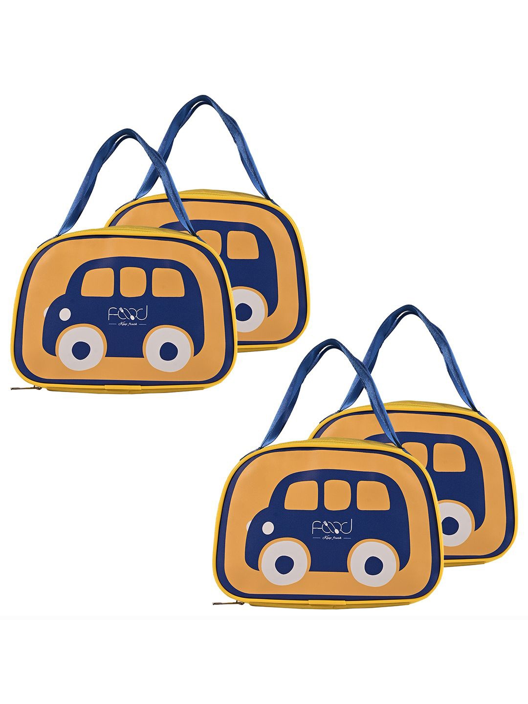 

Kuber Industries Kids Set of 4 Car Printed Lunch bags Travel Accessory, Yellow