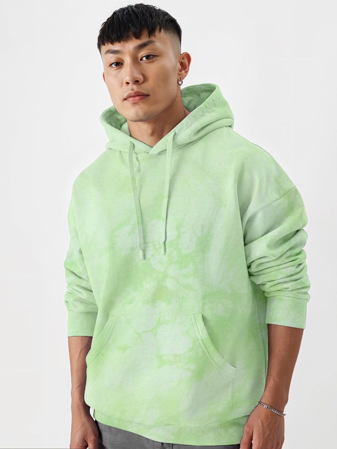 

Crazymonk Men Oversized Hooded Sweatshirt, Green