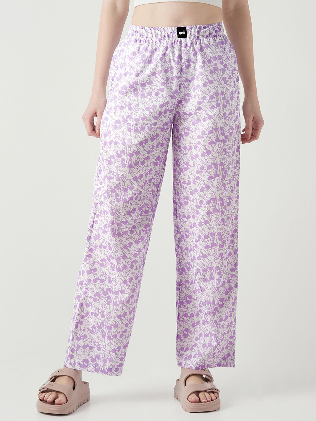 

Bewakoof Women Floral Printed Cotton Lounge Pants, Purple