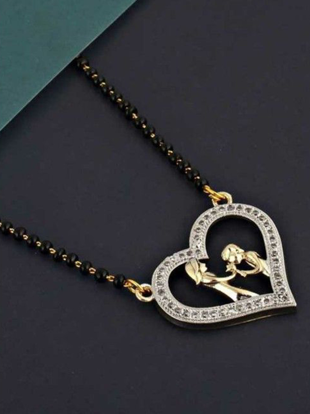

Wynona Gold-Plated Stone Studded & Beaded Mangalsutra