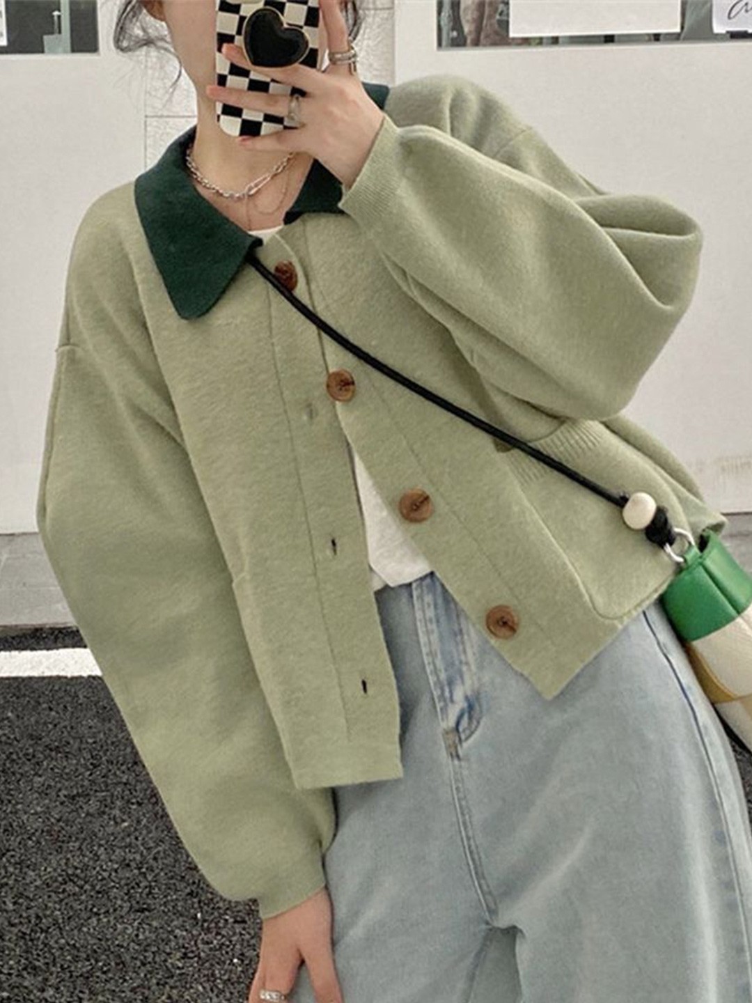 

LULU & SKY Women Shirt Collar Cardigan, Green