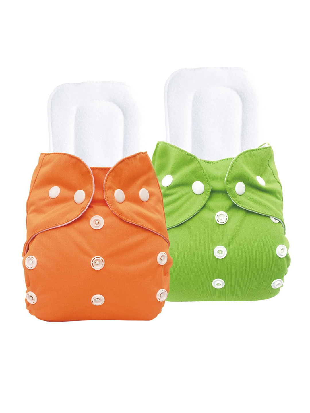 

Kritiu Set Of 2 Reusable Waterproof Cloth Diapers With Insert Pads, Orange