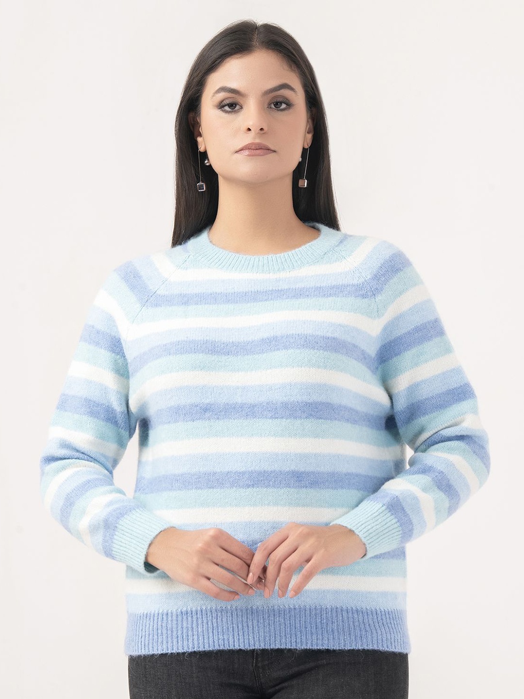 

Albion By CnM Women Striped Pullover Sweater, Blue