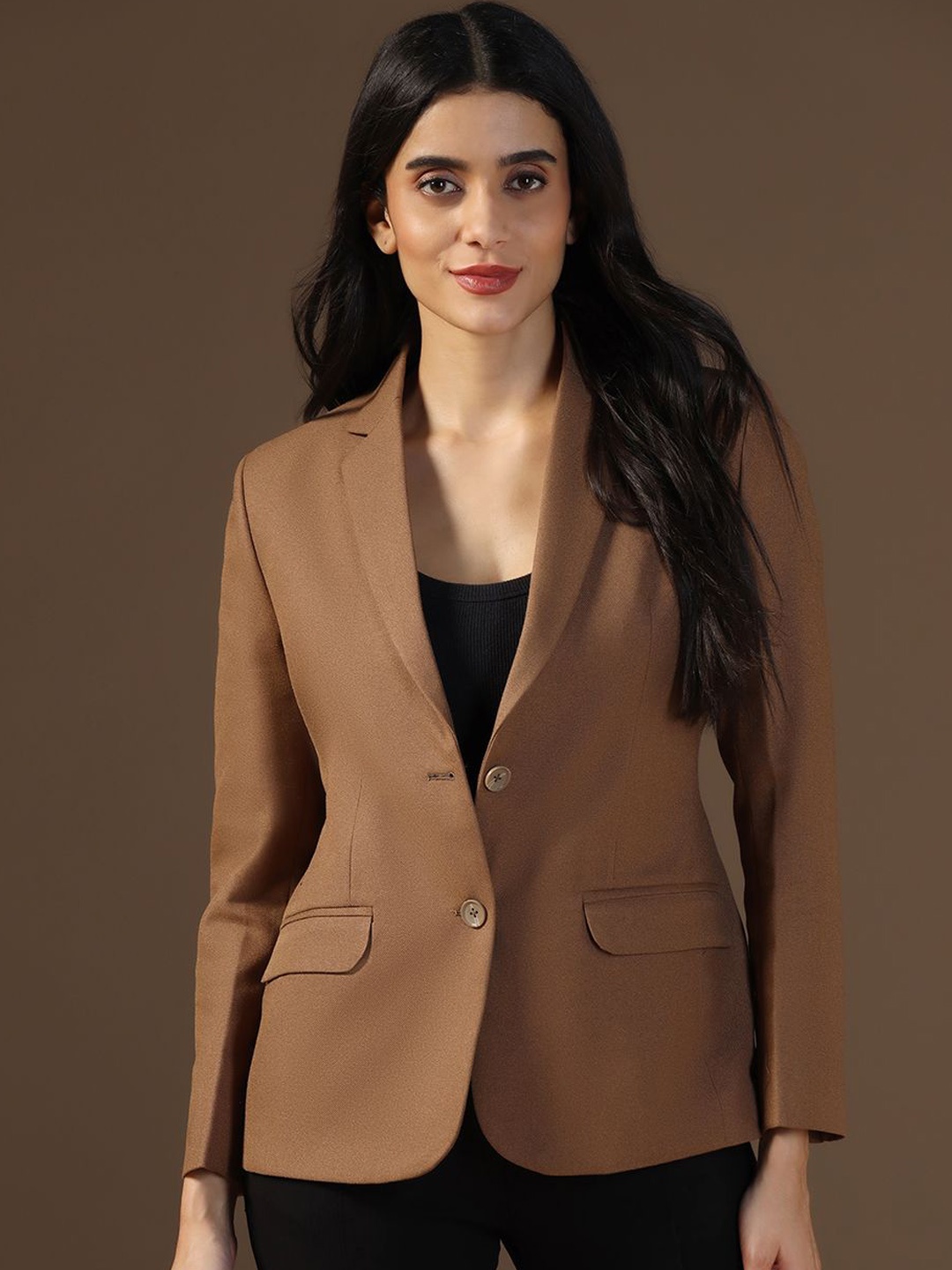

TAHVO Single Breasted Formal Blazer, Brown