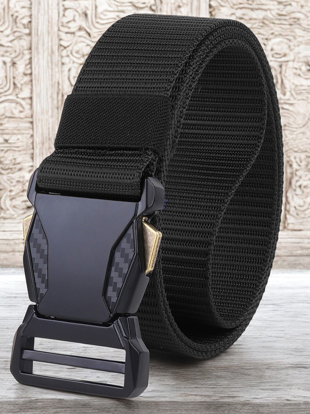 

glitchez Men Textured Formal Belt, Black