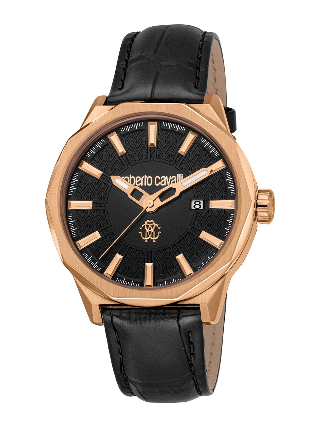 

Roberto Cavalli Men Dial & Leather Straps Analogue Watch RC5G086L0035, Black