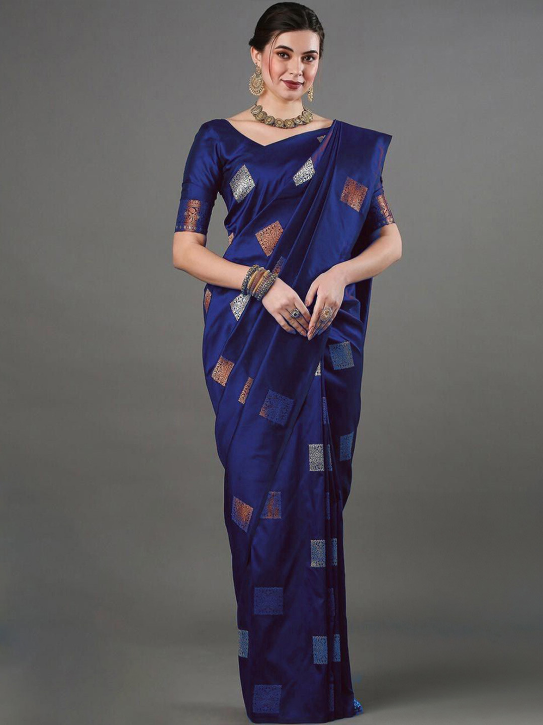 

Fashion Booms Woven Design Pure Silk Banarasi Saree, Blue