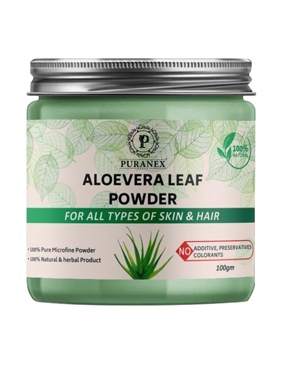 

Puranex 100% Natural & Pure Aloe Vera Leaf Hair & Skin Powder -100 g, White