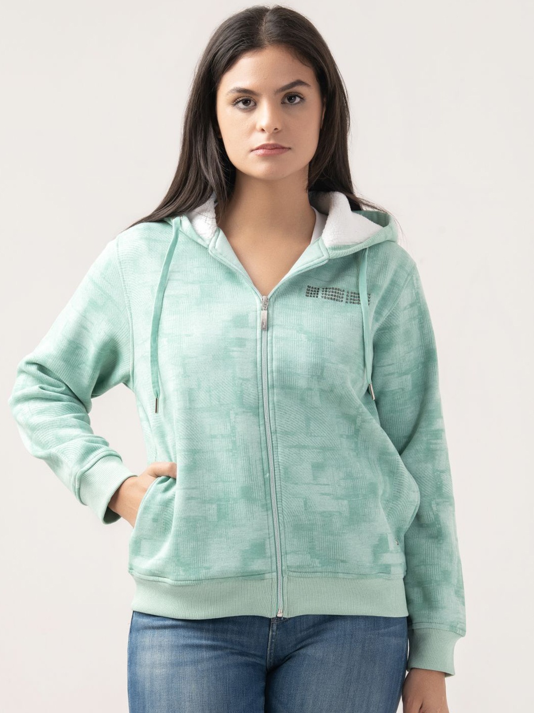 

Albion By CnM Women Hooded Cotton Sweatshirt, Green