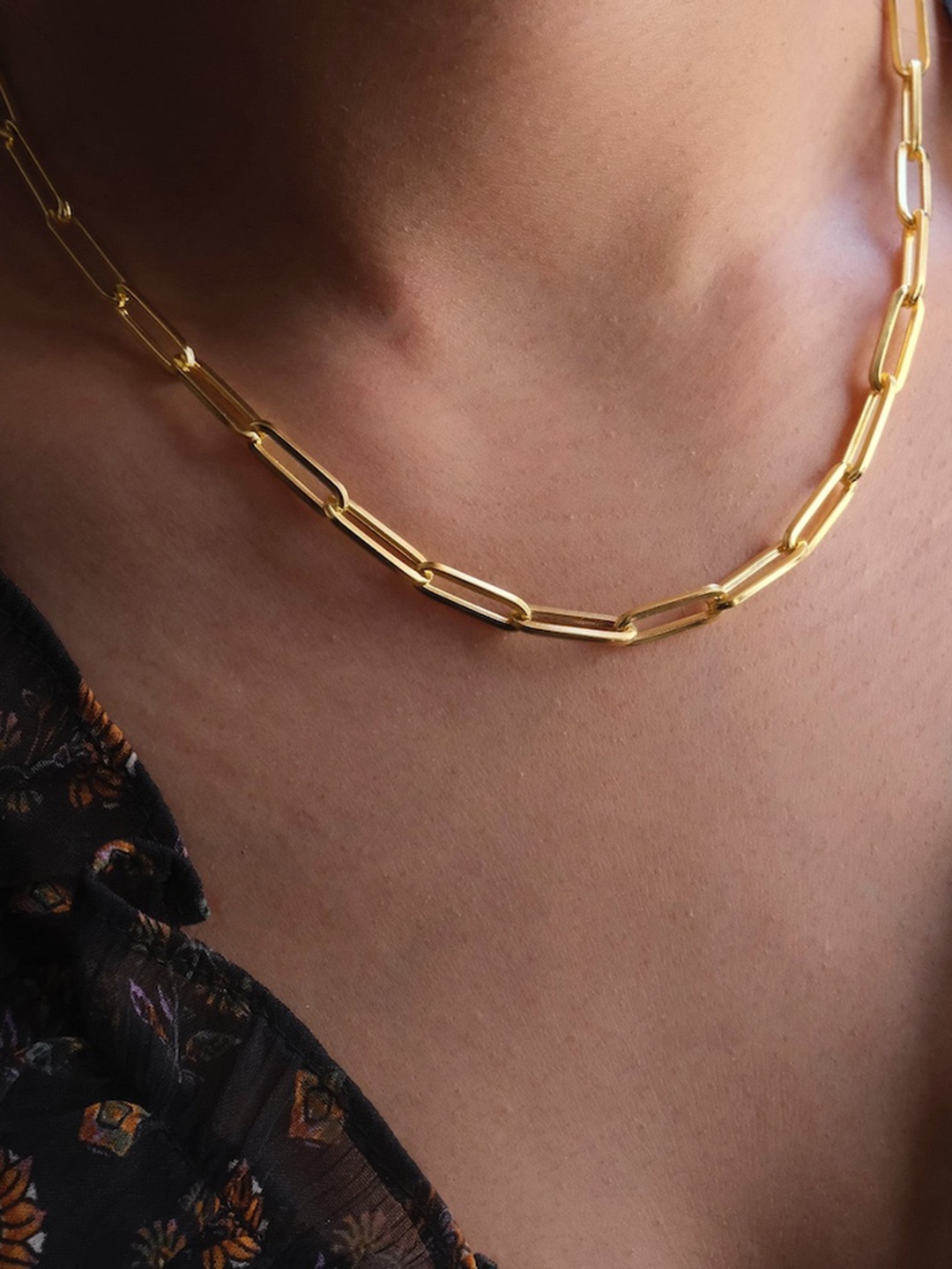 

Anushka Jain Jewellery 925 Sterling Silver Gold-Plated Paper Clip Necklace