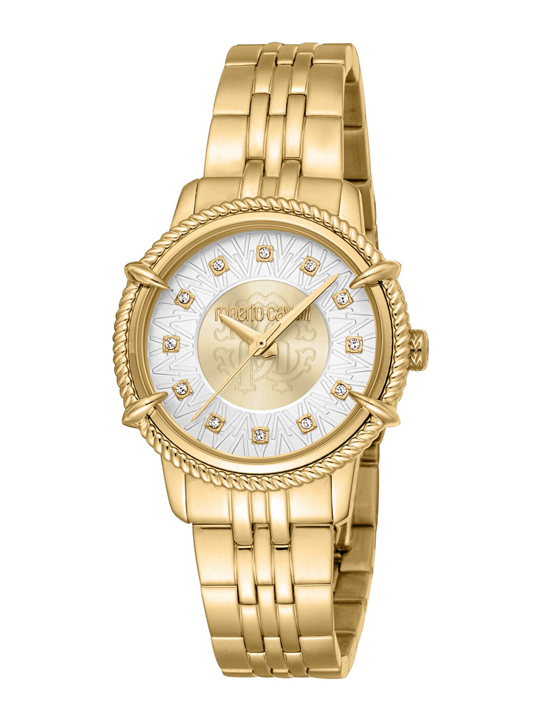 

Roberto Cavalli Women Embellished Dial & Stainless Steel Straps Analogue Watch RC5L060M0025, Gold