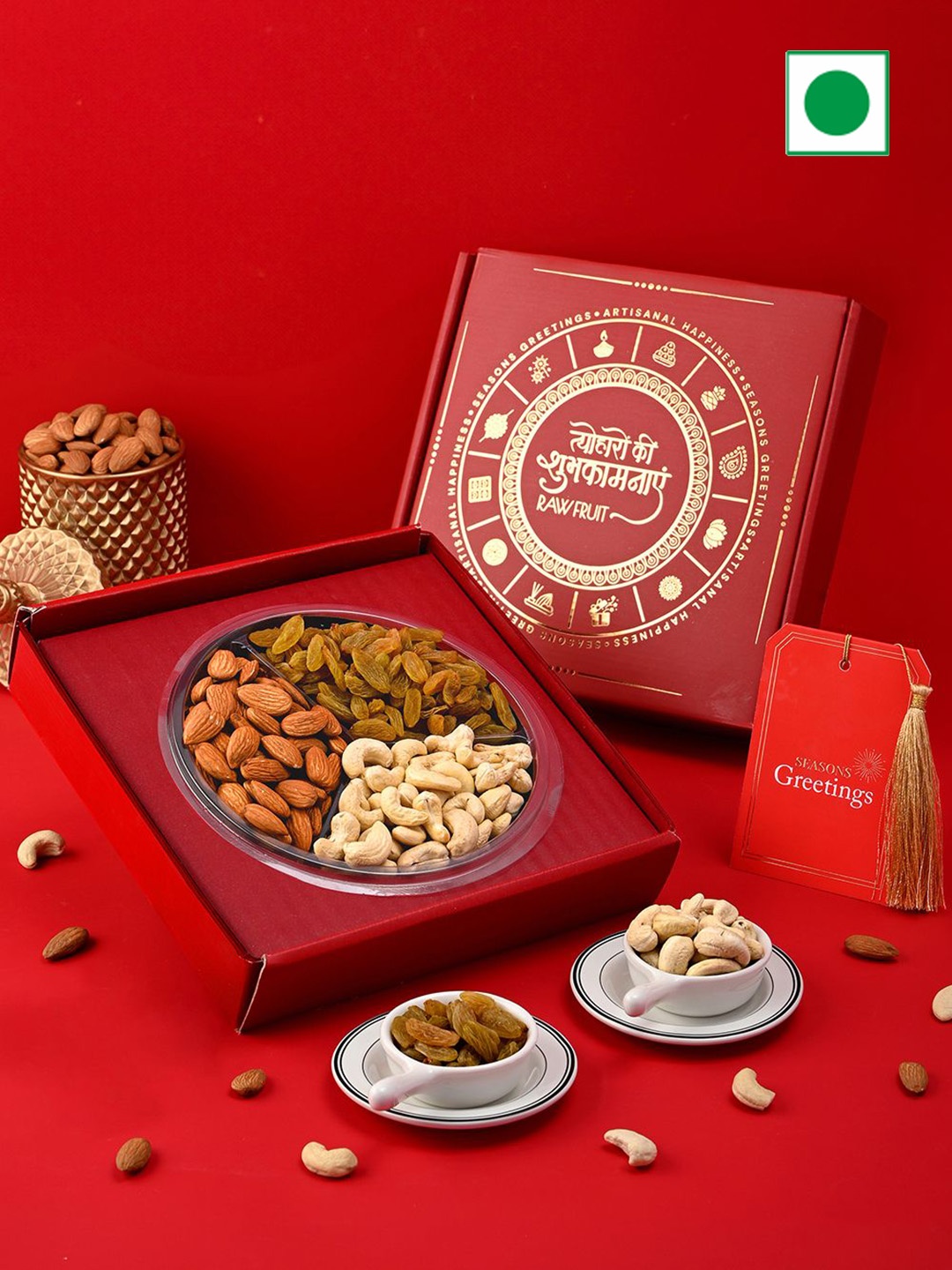 

RawFruit Set Of 3 Dry Fruits Gift Set, Red