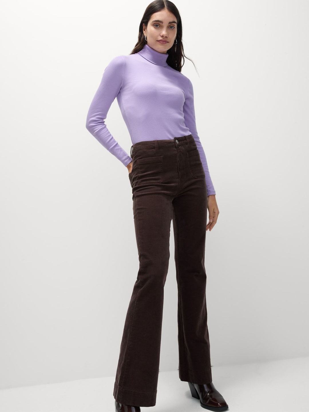 

Marks & Spencer Women High Neck Cotton Top, Purple