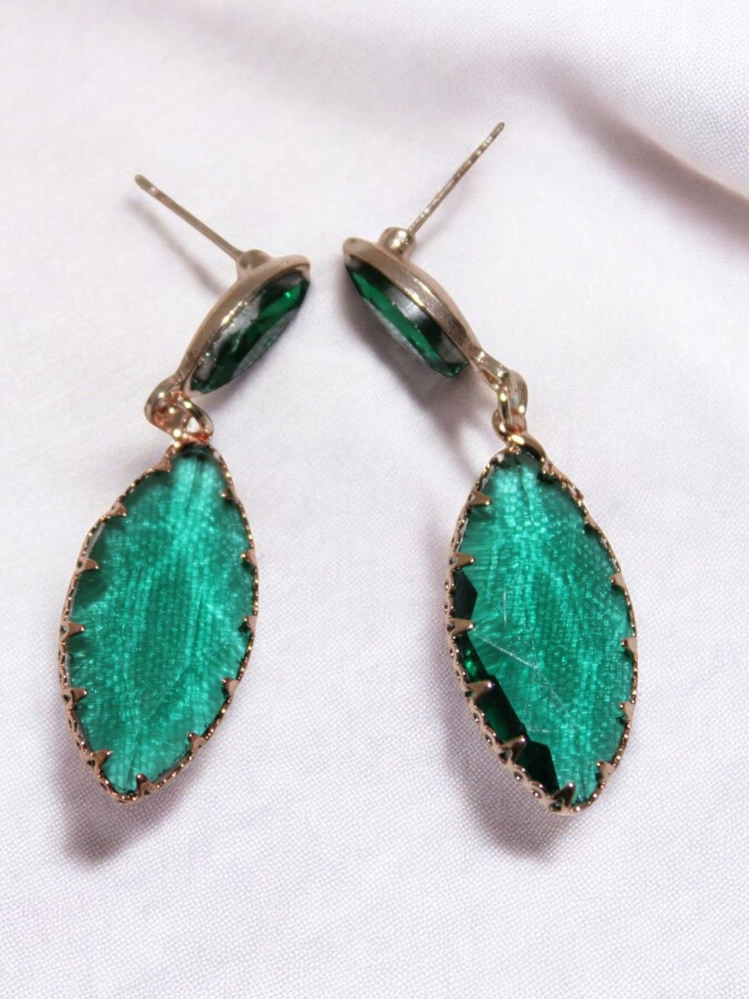 

Jolly Faces Stone Studded Contemporary Drop Earrings, Green