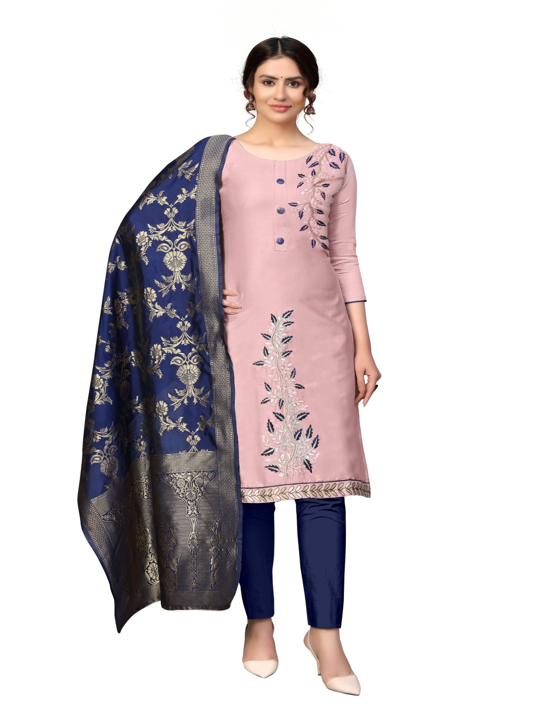 

Maroosh Floral Embroidered Cotton Unstitched Dress Material, Purple