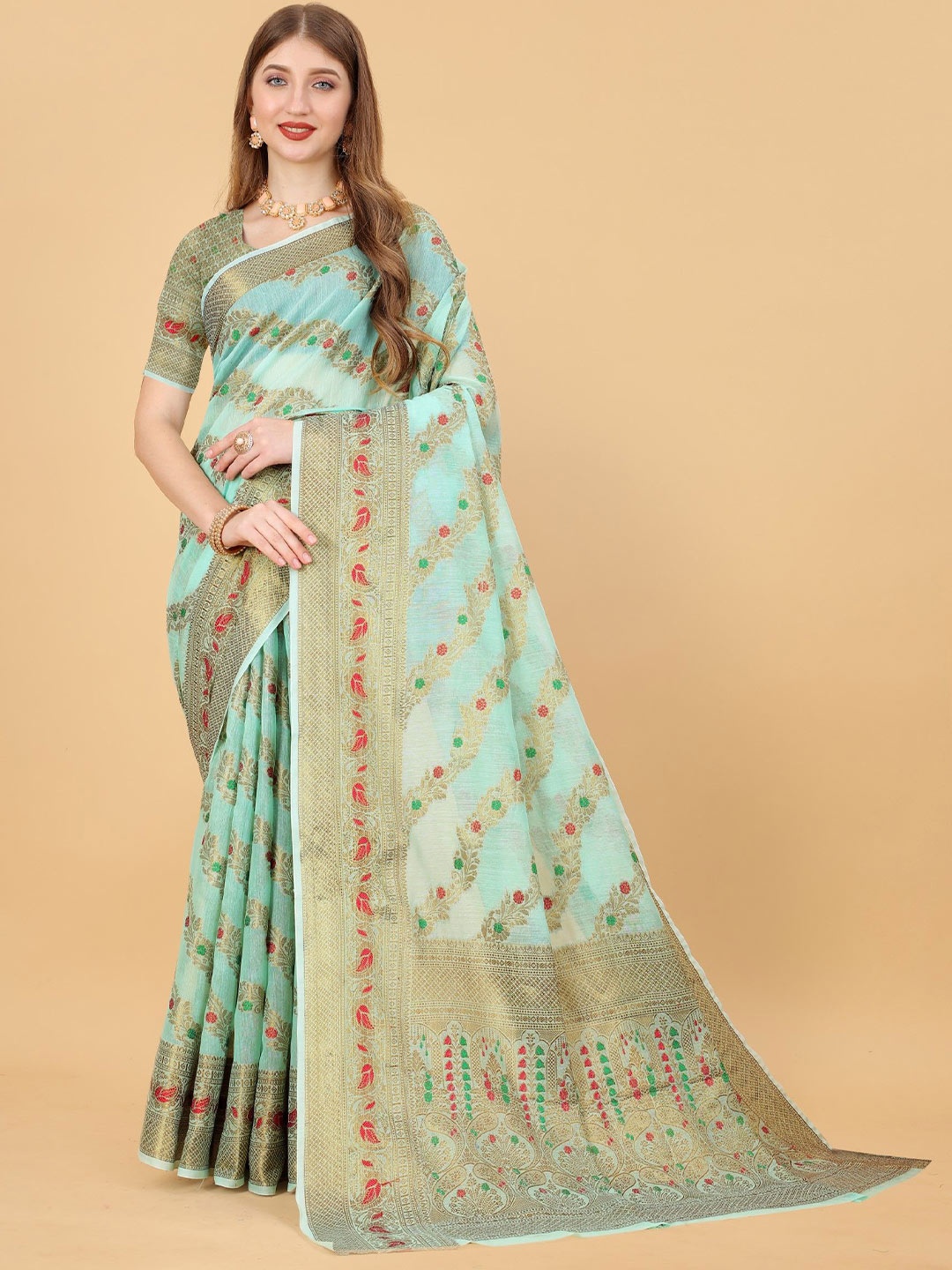 

Anaita Woven Design Zari Saree, Blue