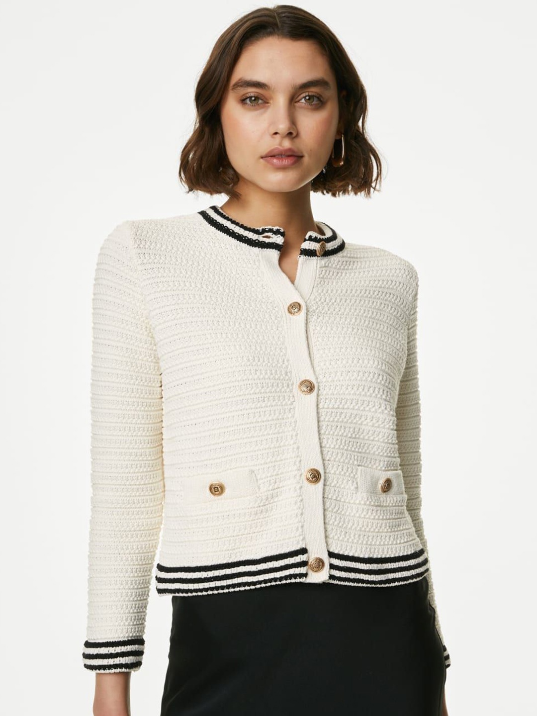 

Marks & Spencer Women Cable Knit Cardigan, White