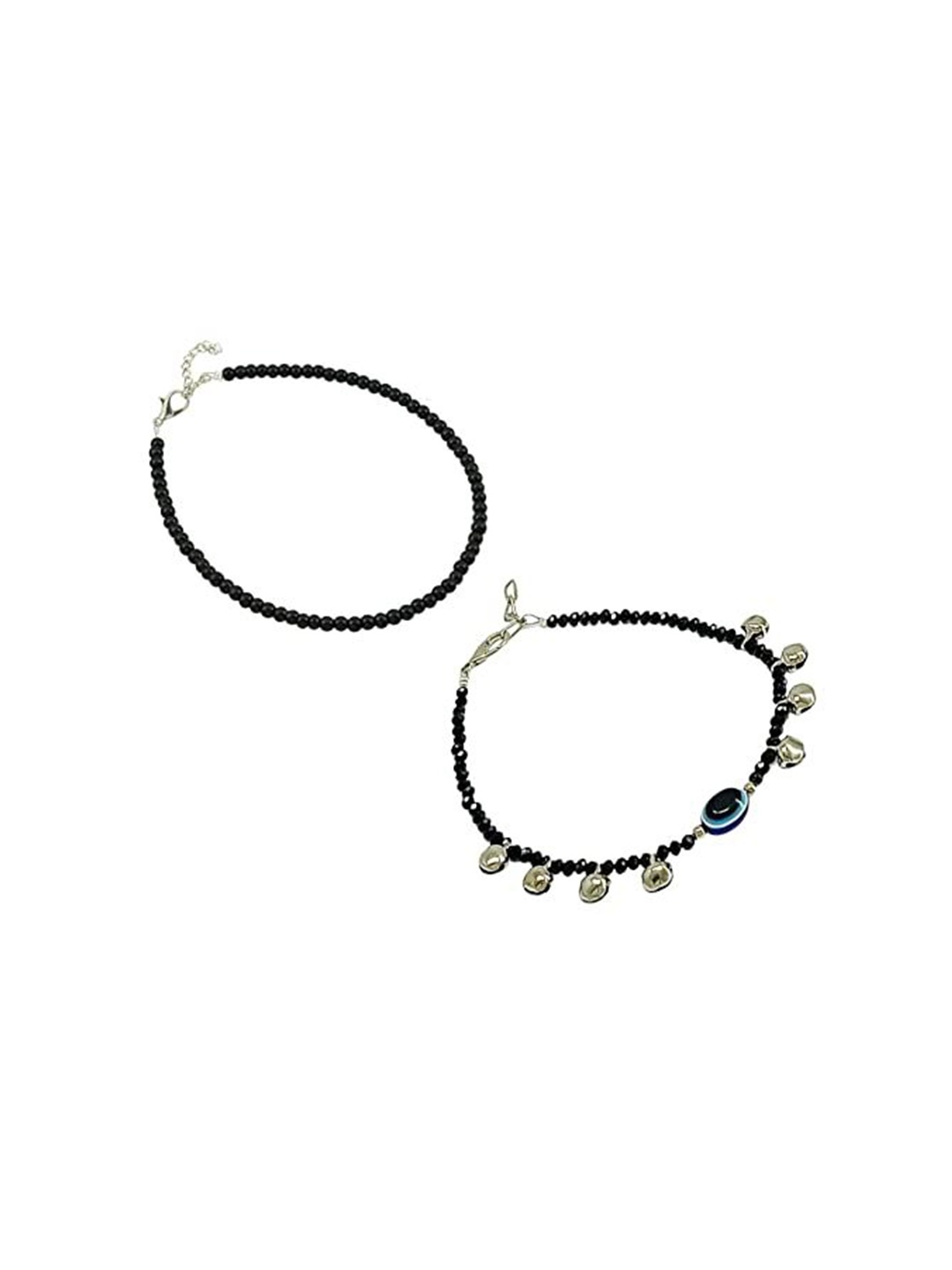 

HIGH TRENDZ Women Set of 2 Anklets, Black