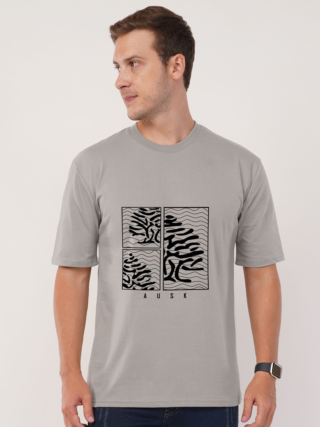 

AUSK Men Printed T-shirt, Grey