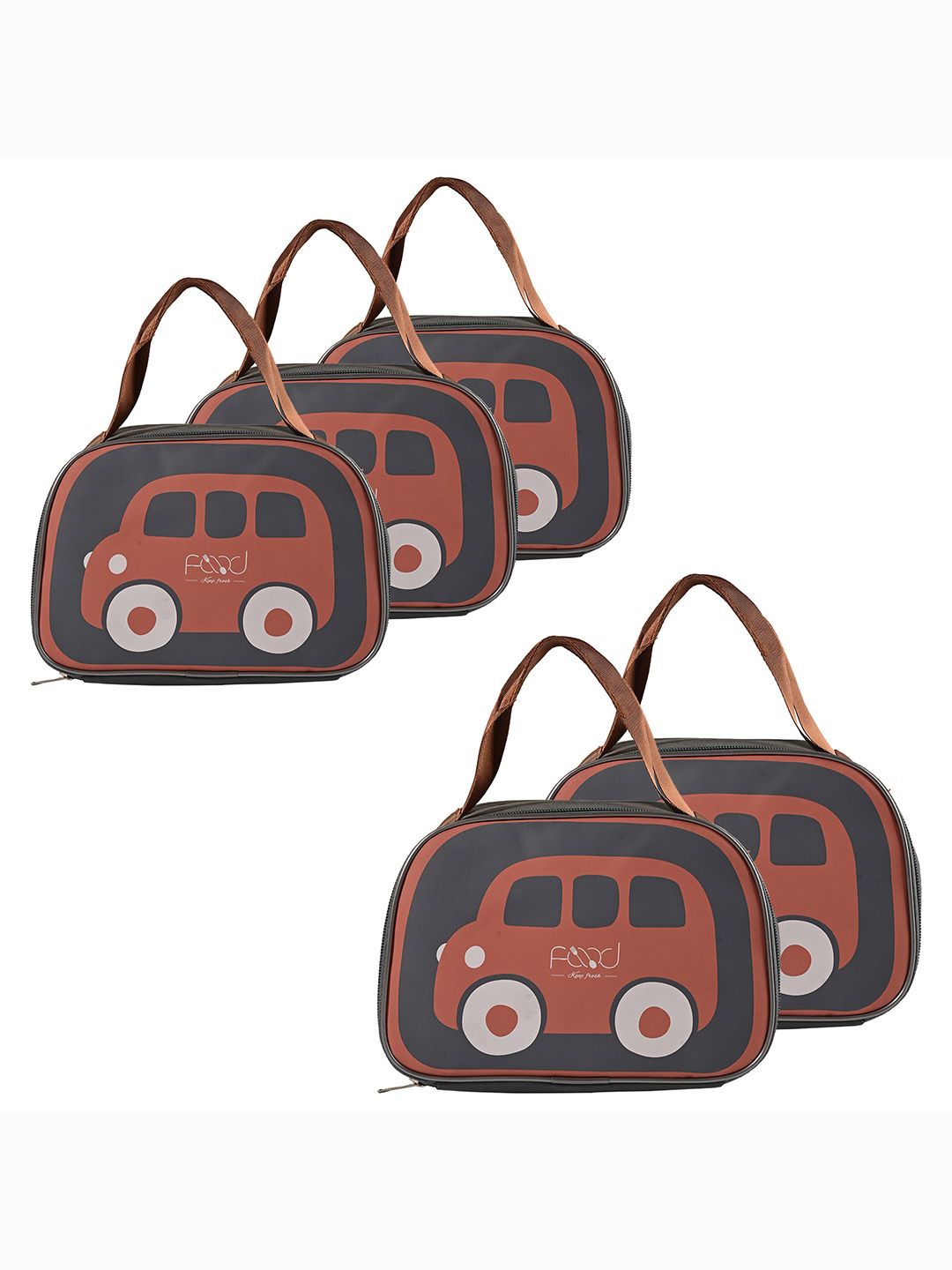 

Kuber Industries Set of 5 Printed Lunch bags Travel Accessory, Grey
