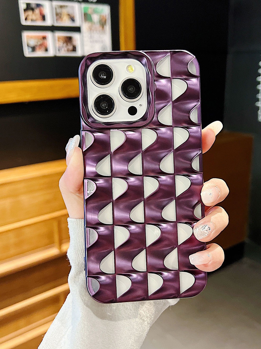 

Luxury Kase Texture iPhone 13 Pro Max Back Case, Purple