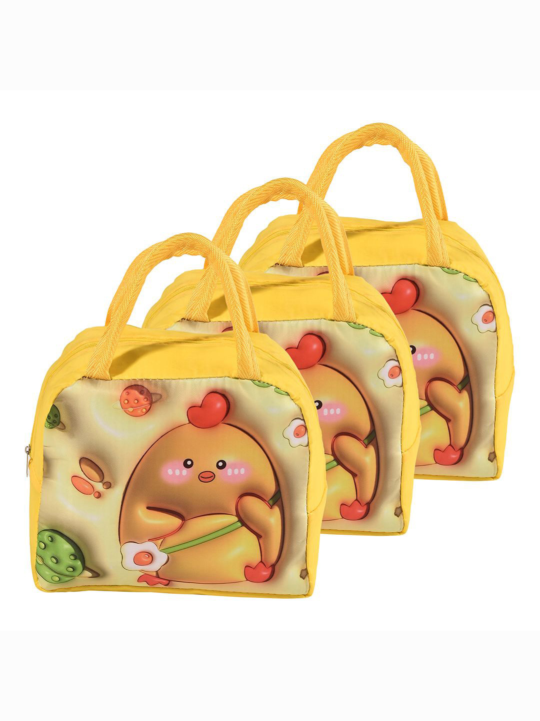 

Kuber Industries Kids Set of 3 Chick Printed Lunch bags Travel Accessory, Yellow