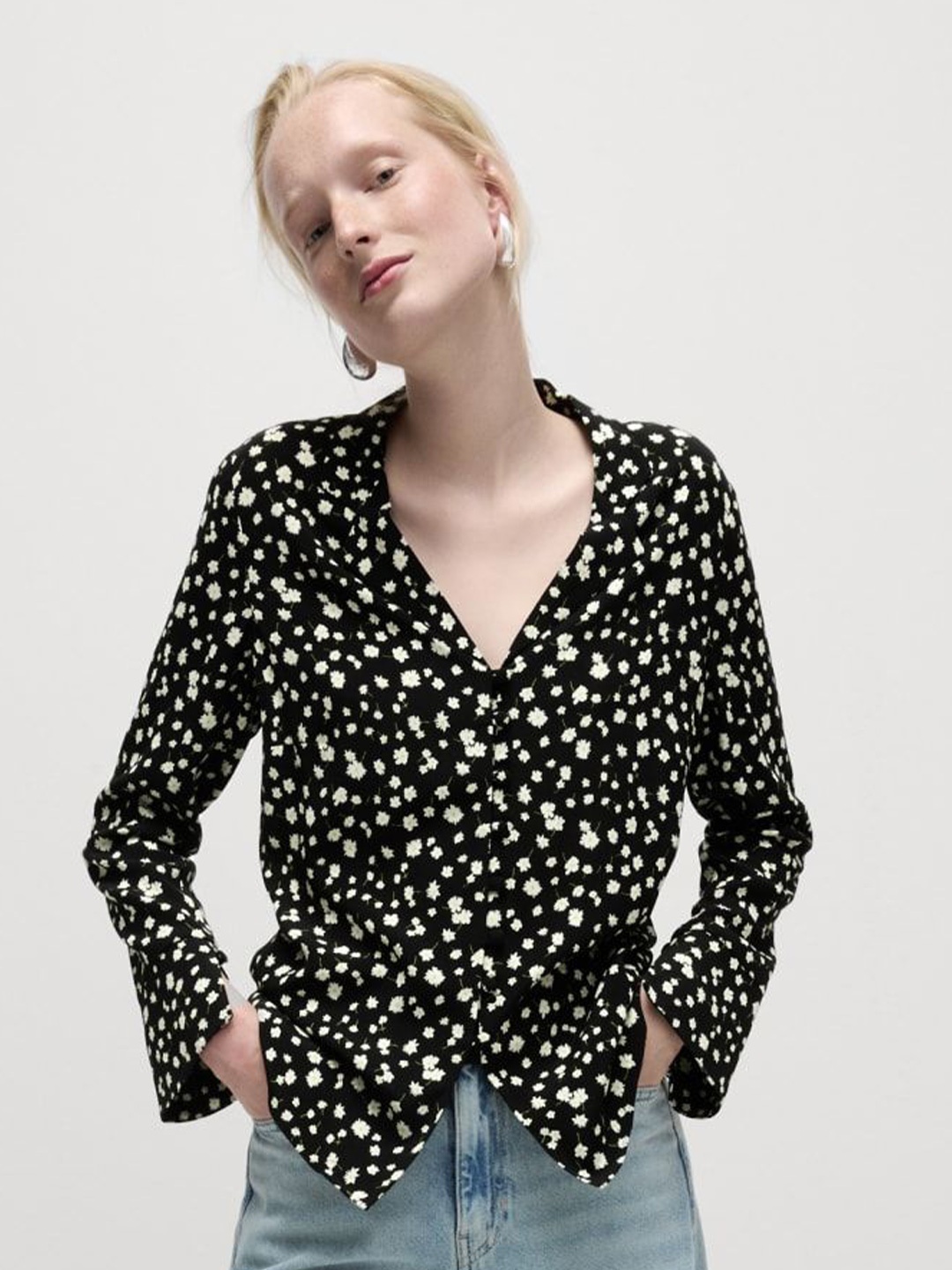 

Marks & Spencer Women Floral Printed Long Sleeves Opaque Casual Shirt, Black