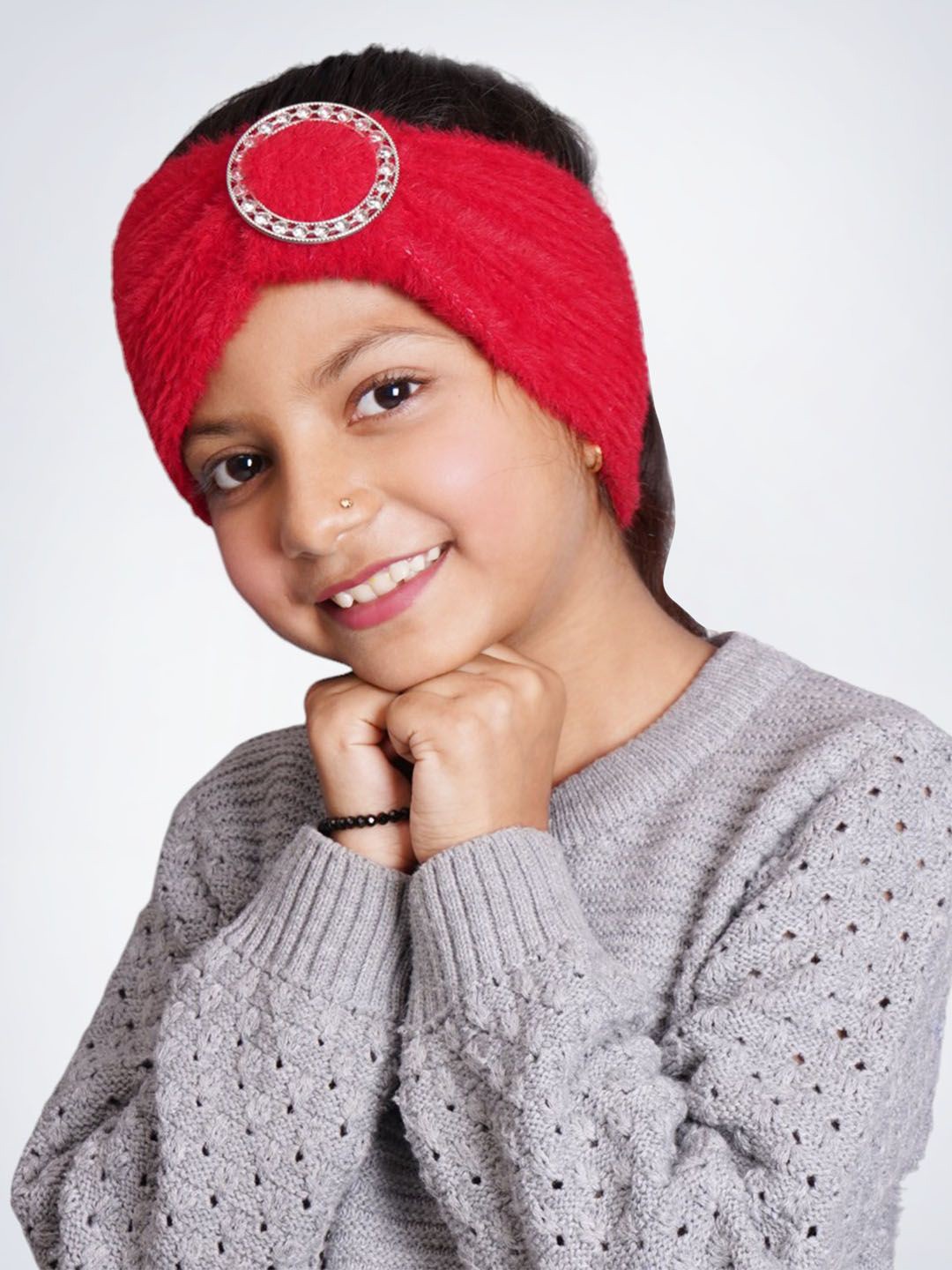 

Bharatasya Girls Knitted Headband, Red