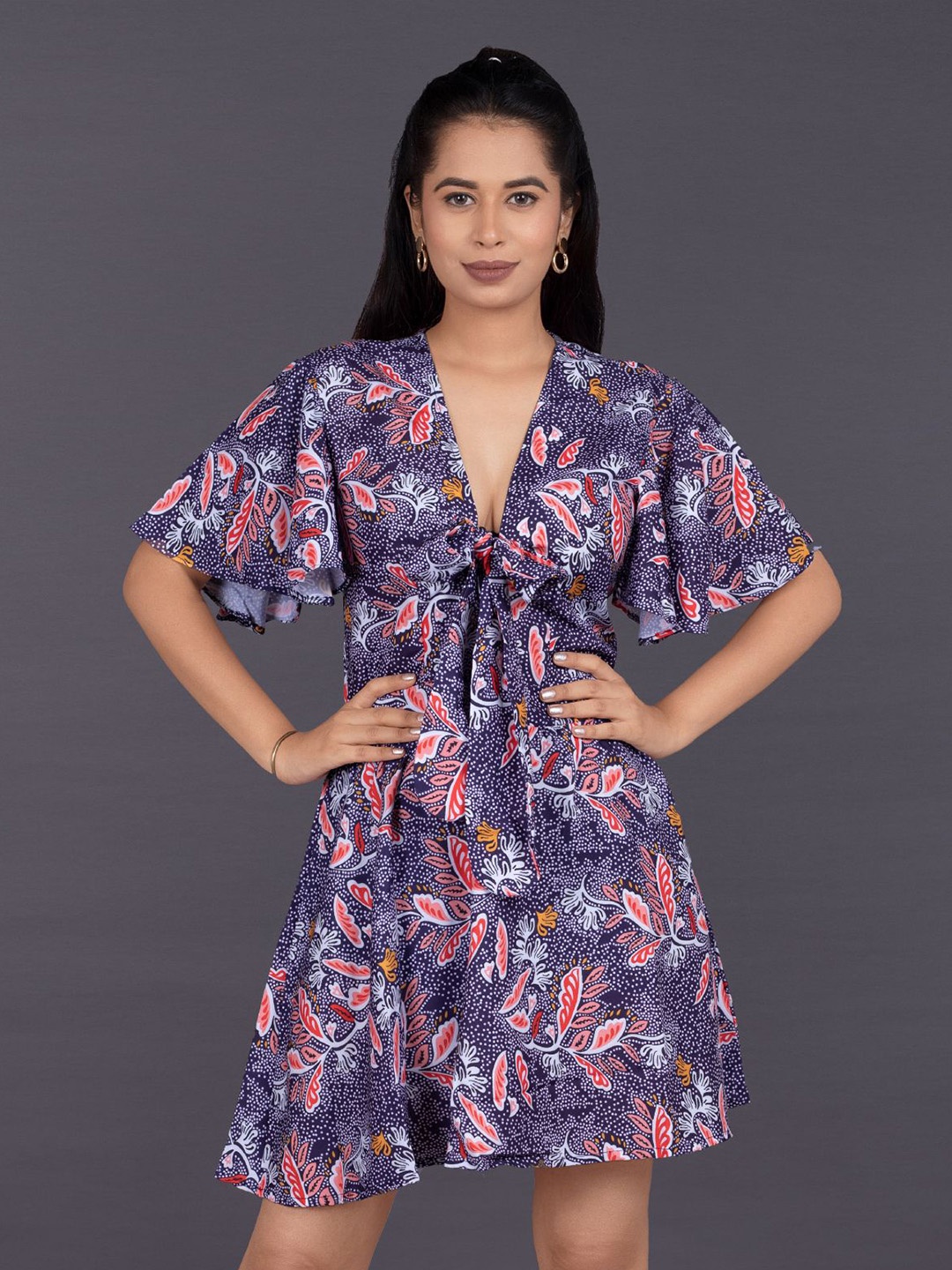 

La Aimee Women Ethnic Printed Fit & Flare Dress, Purple