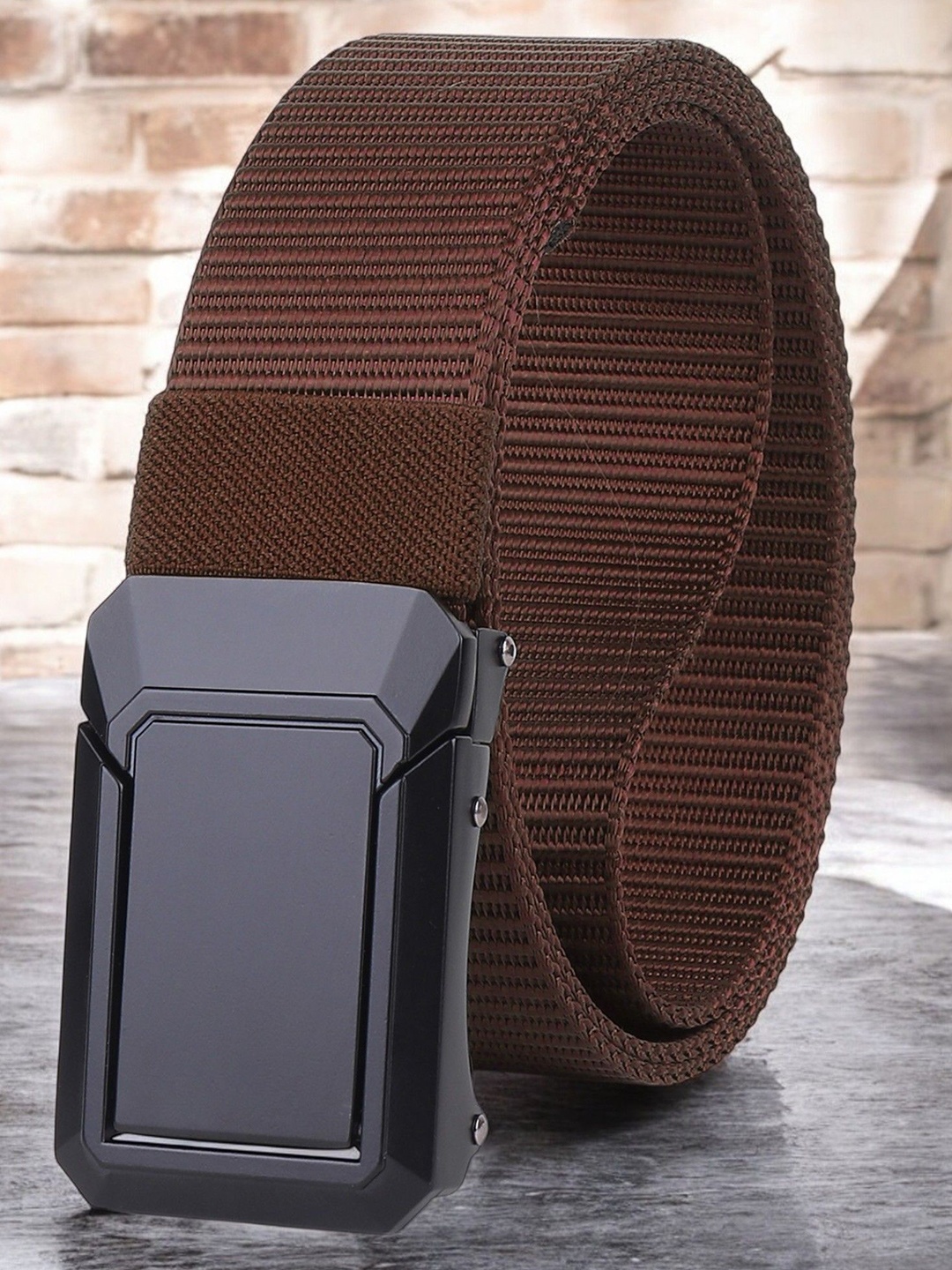

glitchez Men Textured Belt, Brown