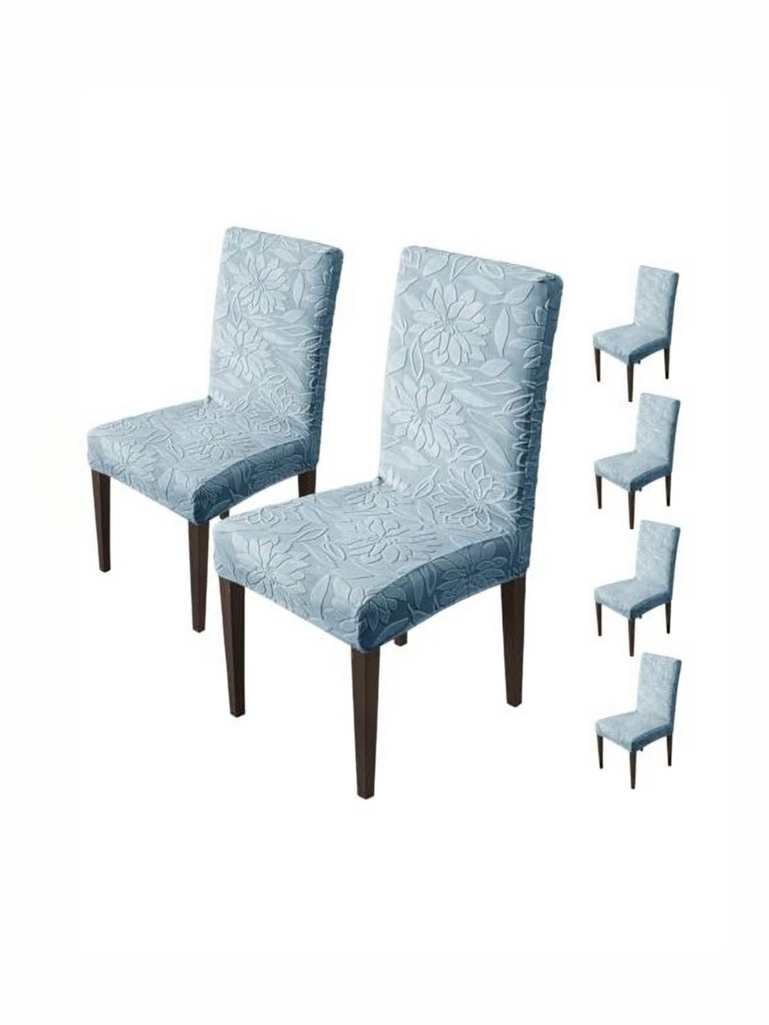 

HOUSE OF QUIRK Blue 6 Pieces Floral Waterproof Dining Chair Covers
