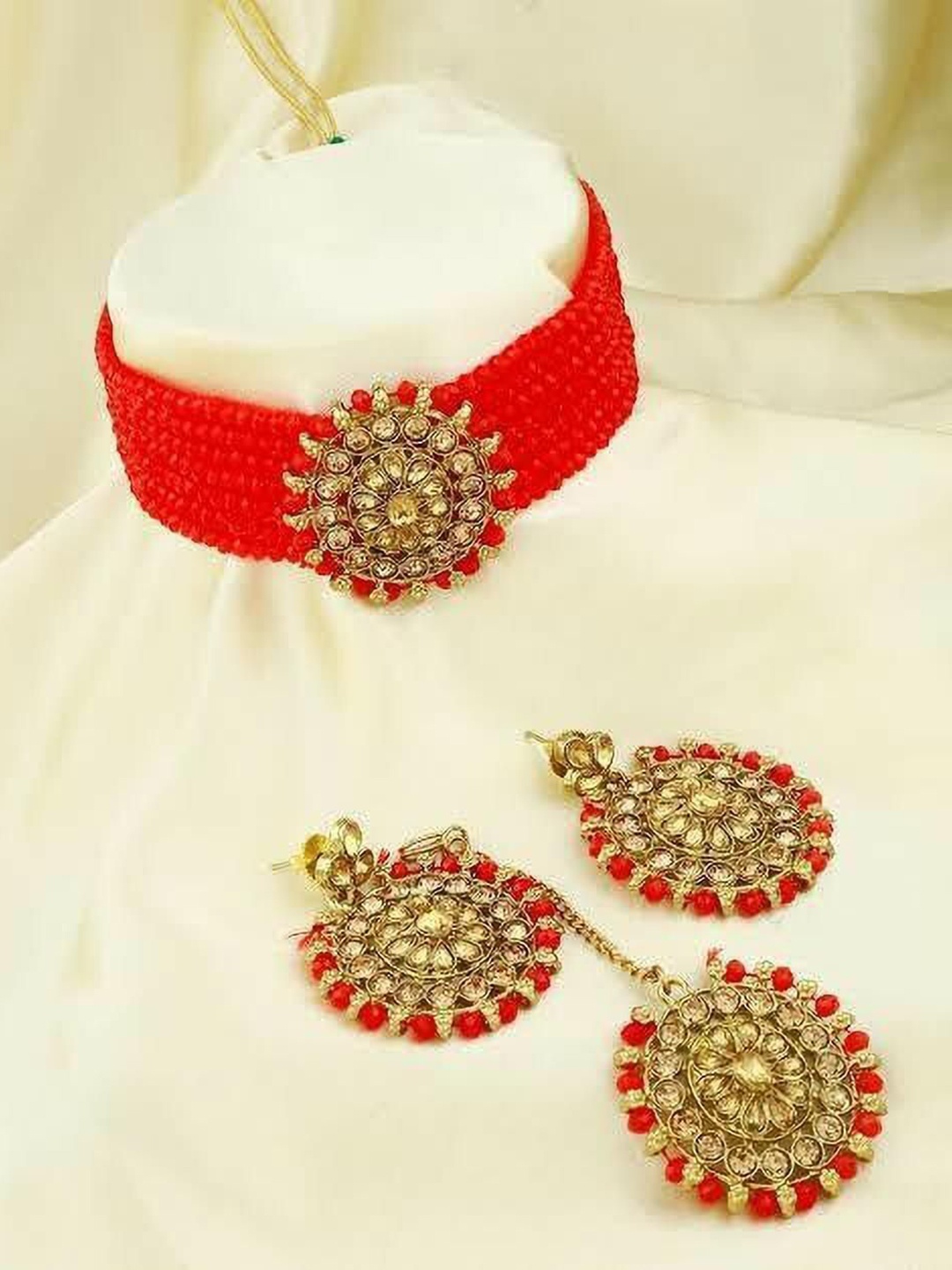 

JMBW INTERNATIONAL Gold-Plated Artificial Stones And Beads Jewellery Set
