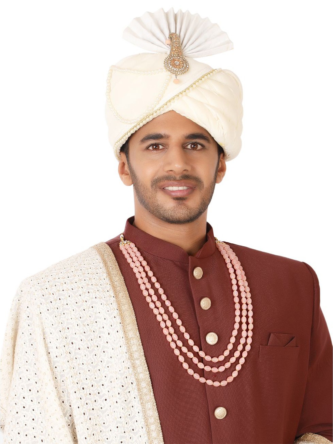 

Radhe Creation Men Brass Gold-Plated Necklace, Pink